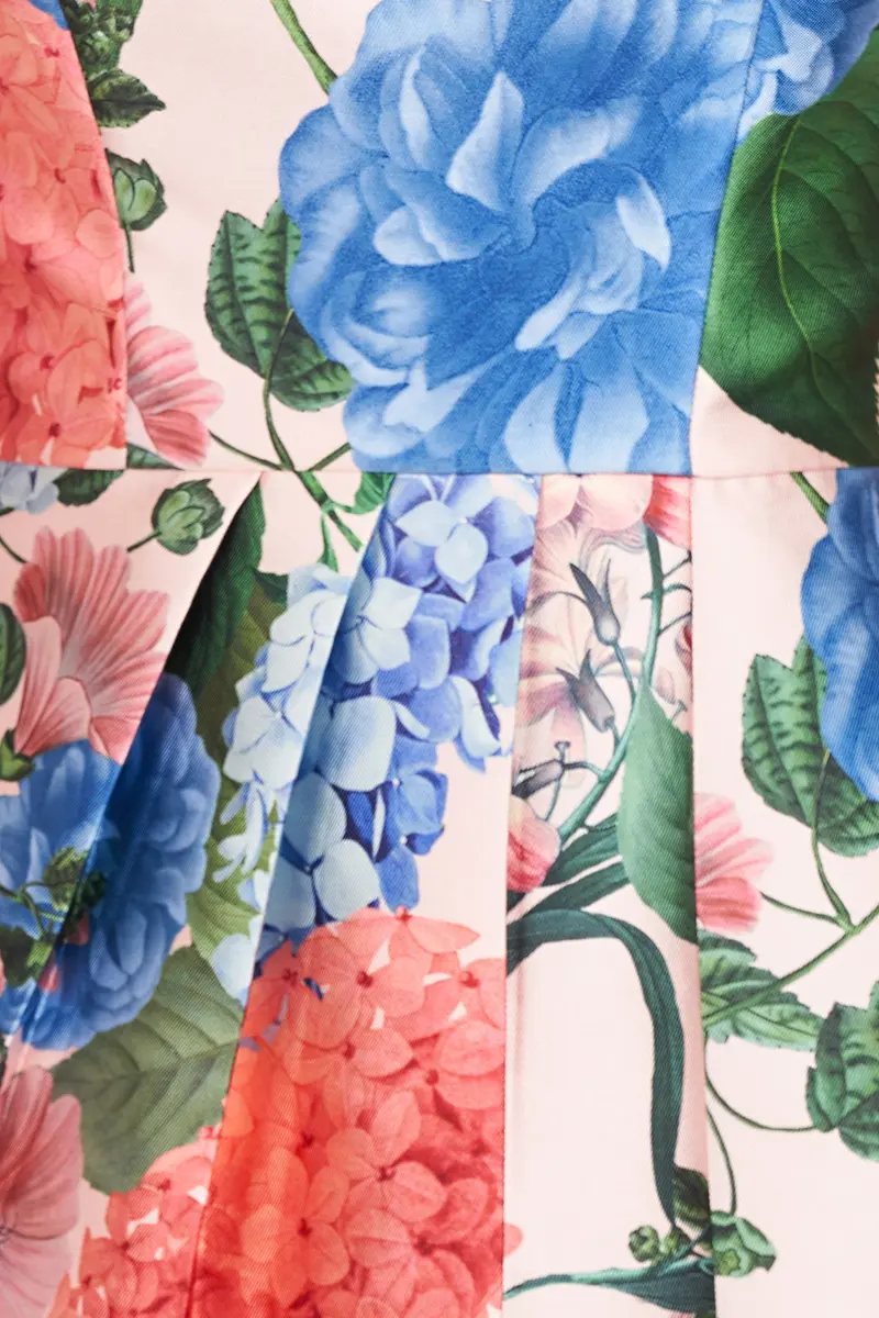 Hydrangea Mikado Tea-Length Sheath Dress