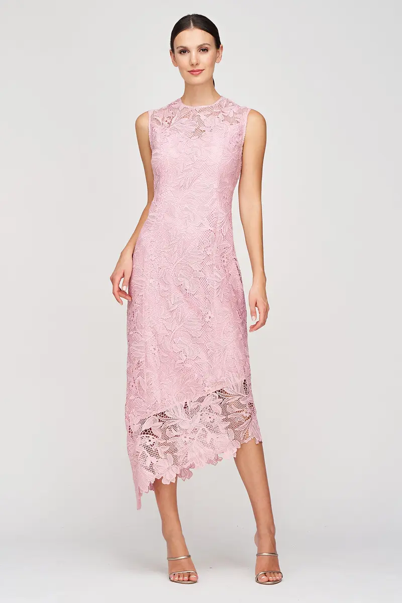 Imelda In-House Floral Lace Asymmetric Midi Dress