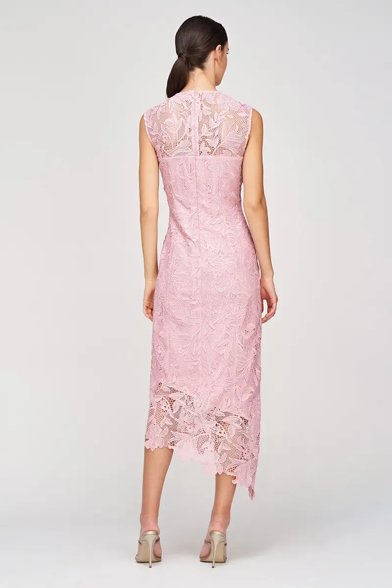 Imelda In-House Floral Lace Asymmetric Midi Dress