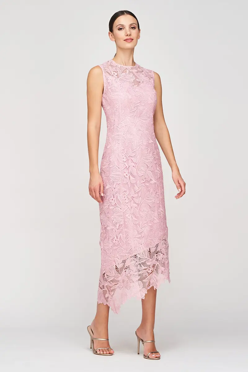 Imelda In-House Floral Lace Asymmetric Midi Dress