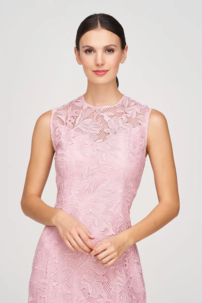 Imelda In-House Floral Lace Asymmetric Midi Dress