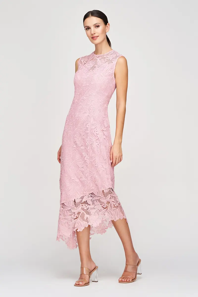 Imelda In-House Floral Lace Asymmetric Midi Dress