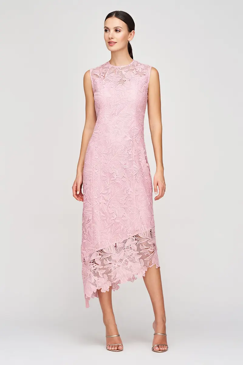 Imelda In-House Floral Lace Asymmetric Midi Dress