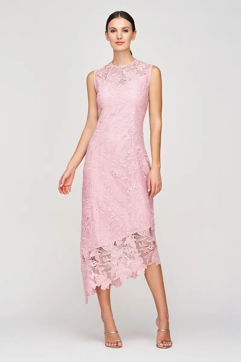 Imelda In-House Floral Lace Asymmetric Midi Dress