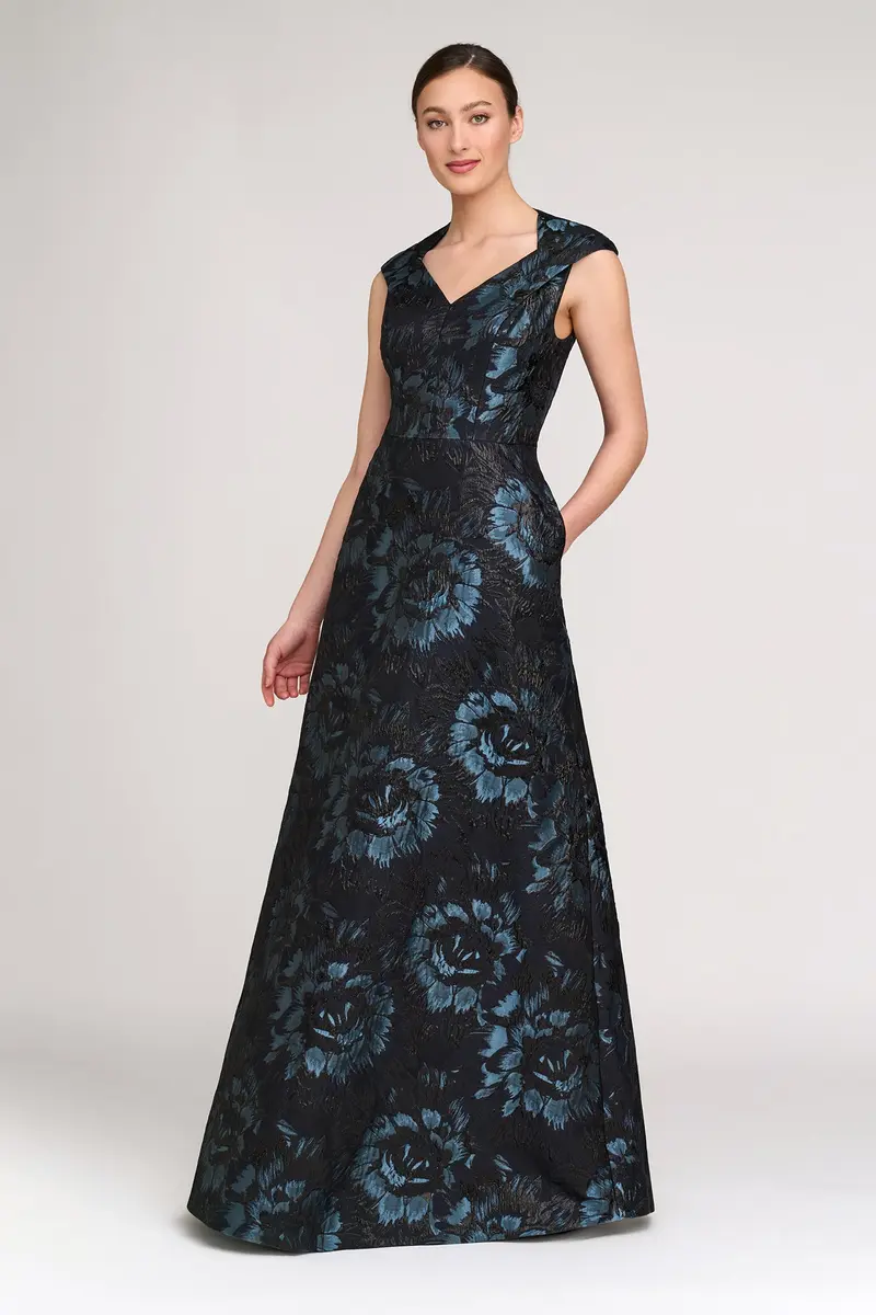 Isabetta Floral Jacquard Mother-of-the-Bride Gown