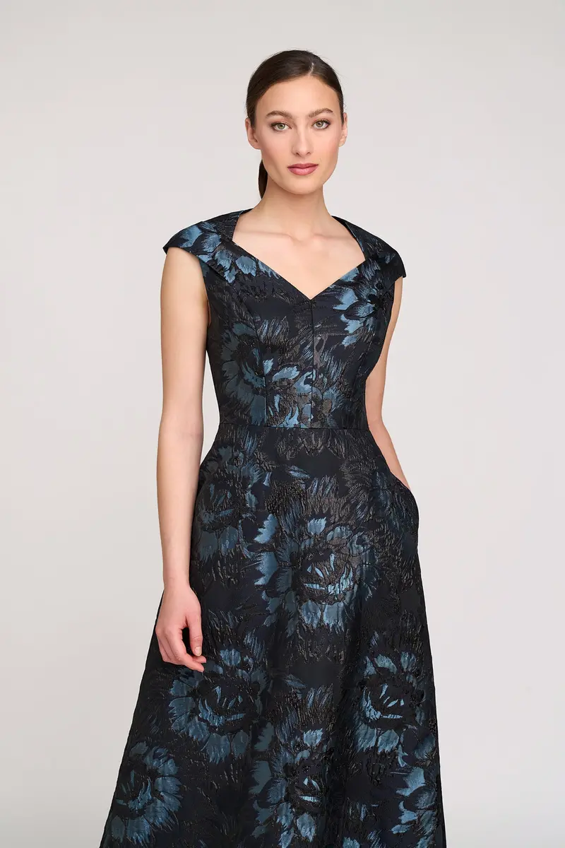 Isabetta Floral Jacquard Mother-of-the-Bride Gown
