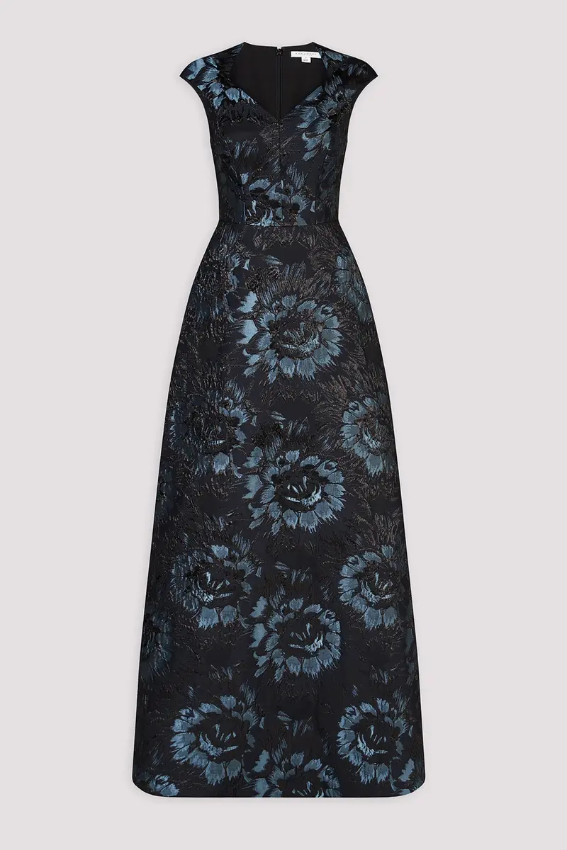 Isabetta Floral Jacquard Mother-of-the-Bride Gown