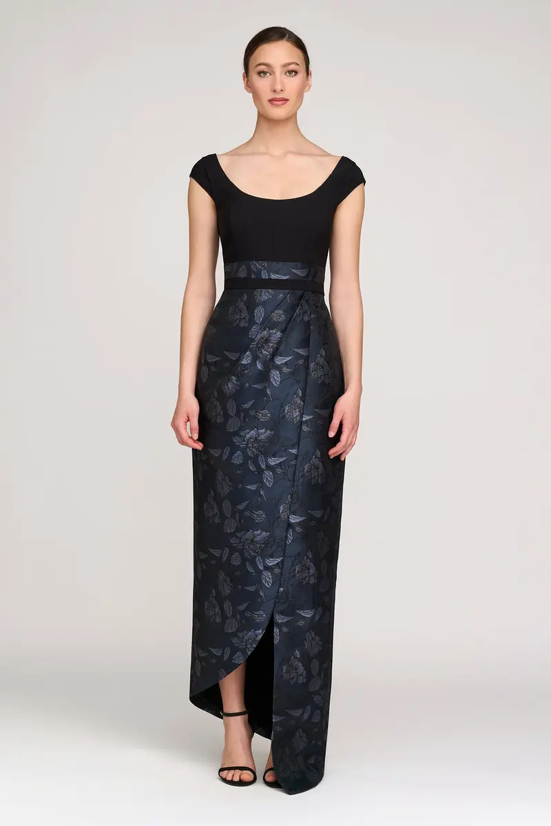 Isaline Two-Tone Jacquard Evening Gown