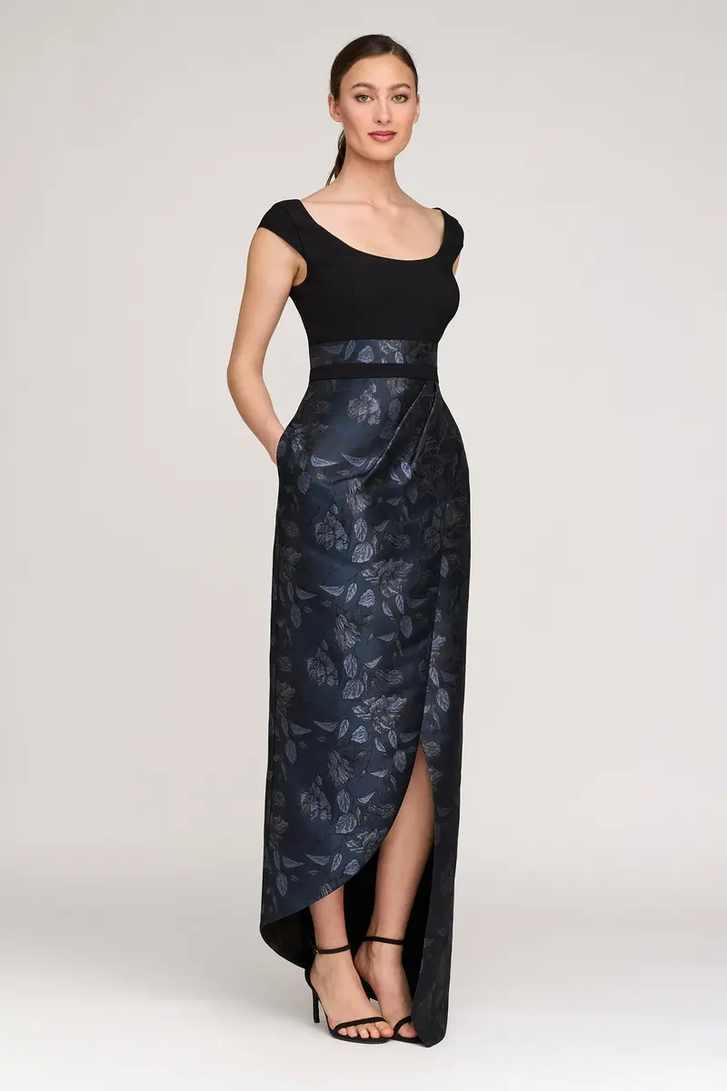 Isaline Two-Tone Jacquard Evening Gown