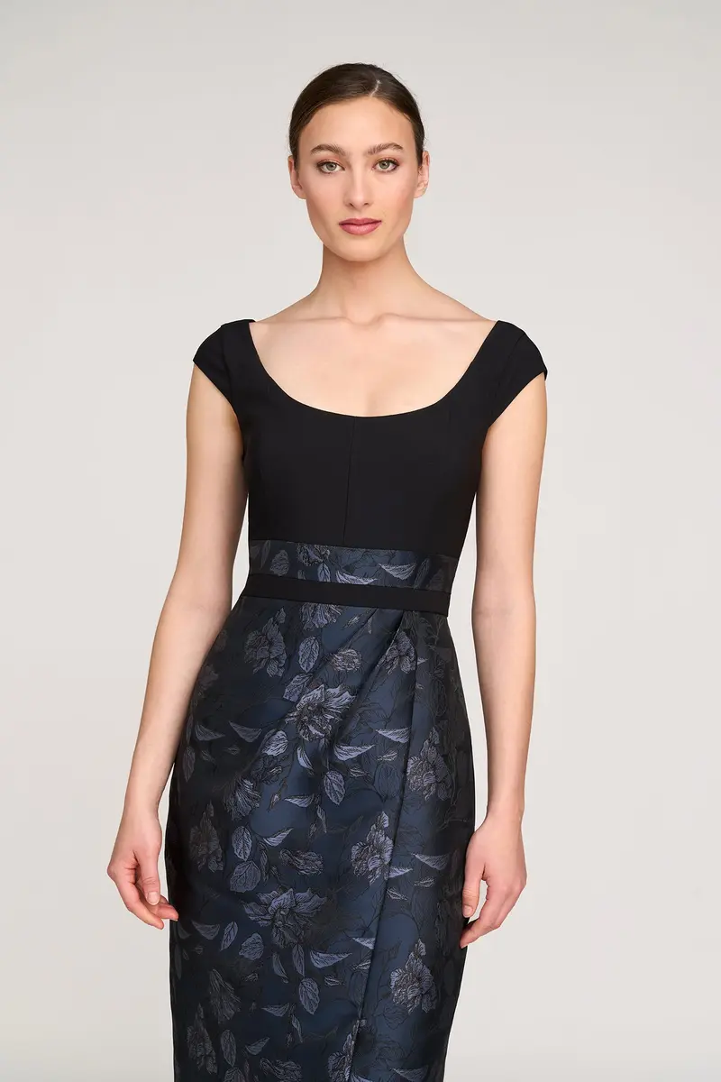 Isaline Two-Tone Jacquard Evening Gown