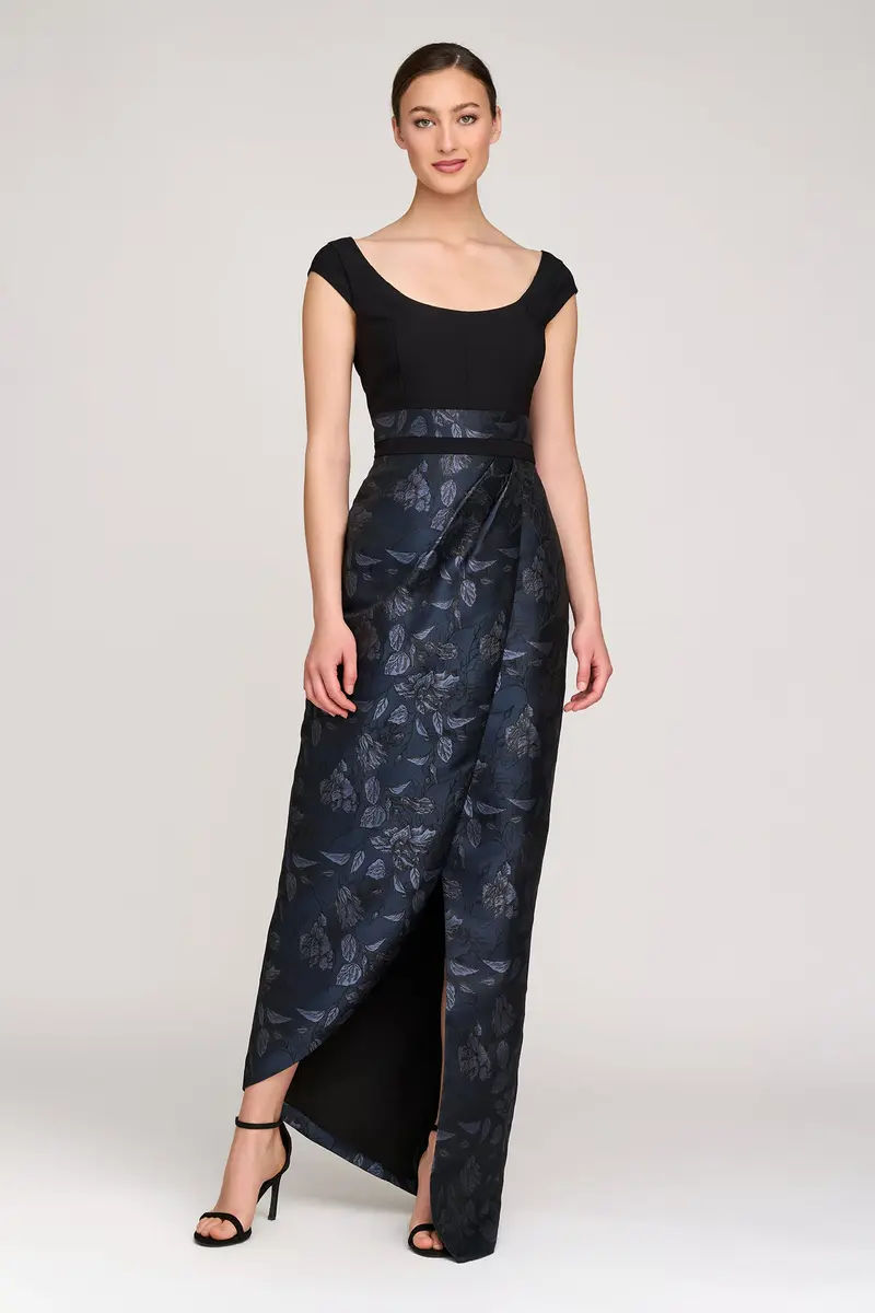 Isaline Two-Tone Jacquard Evening Gown