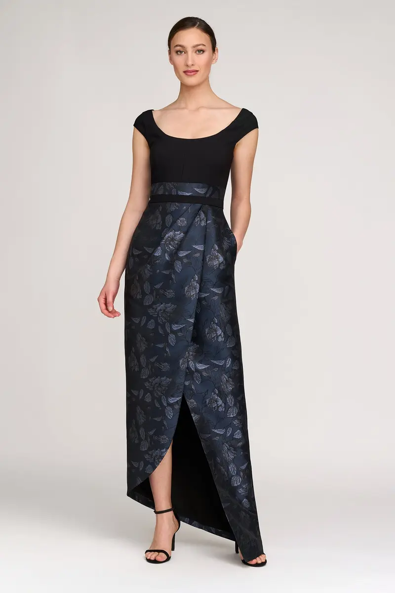 Isaline Two-Tone Jacquard Evening Gown