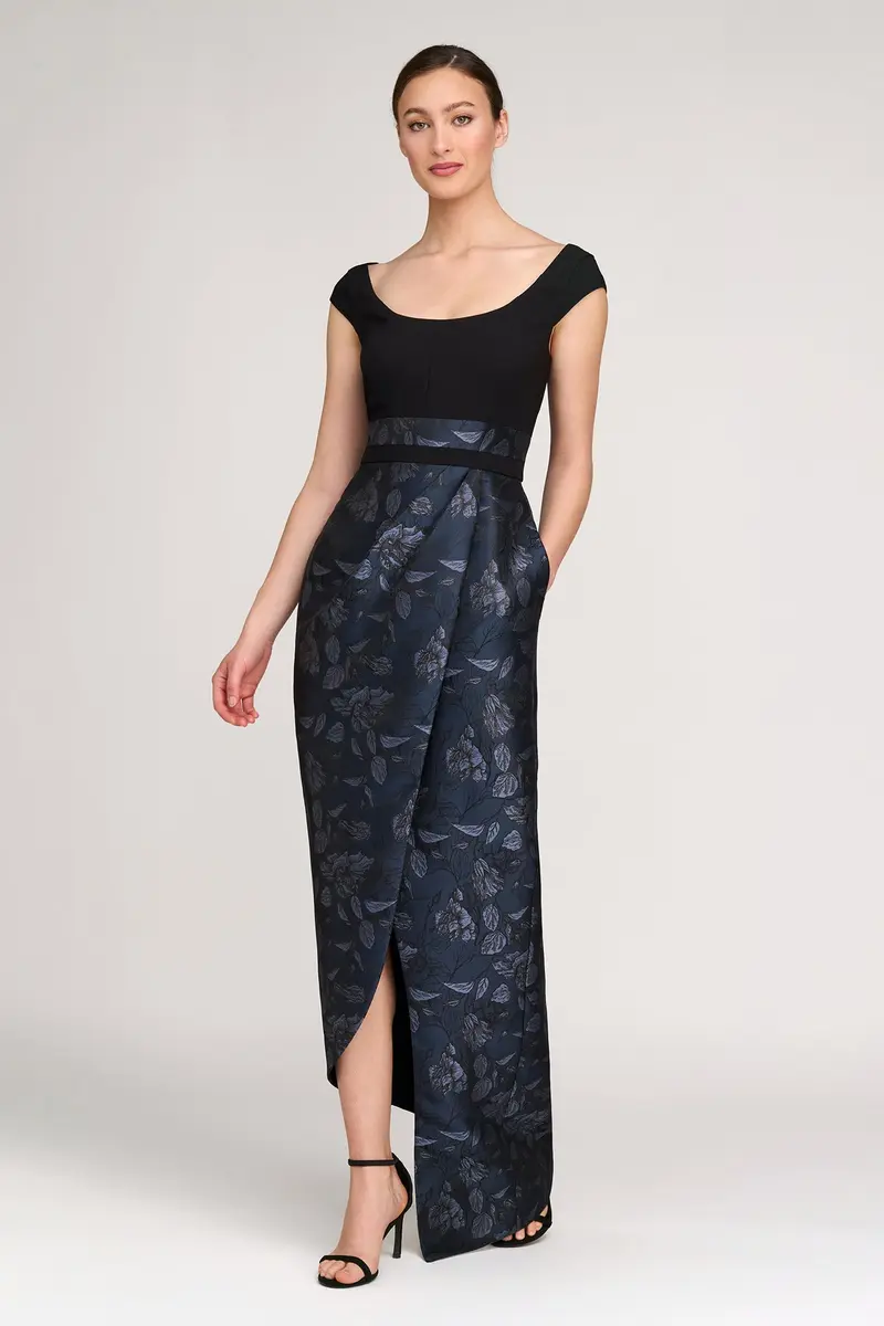 Isaline Two-Tone Jacquard Evening Gown