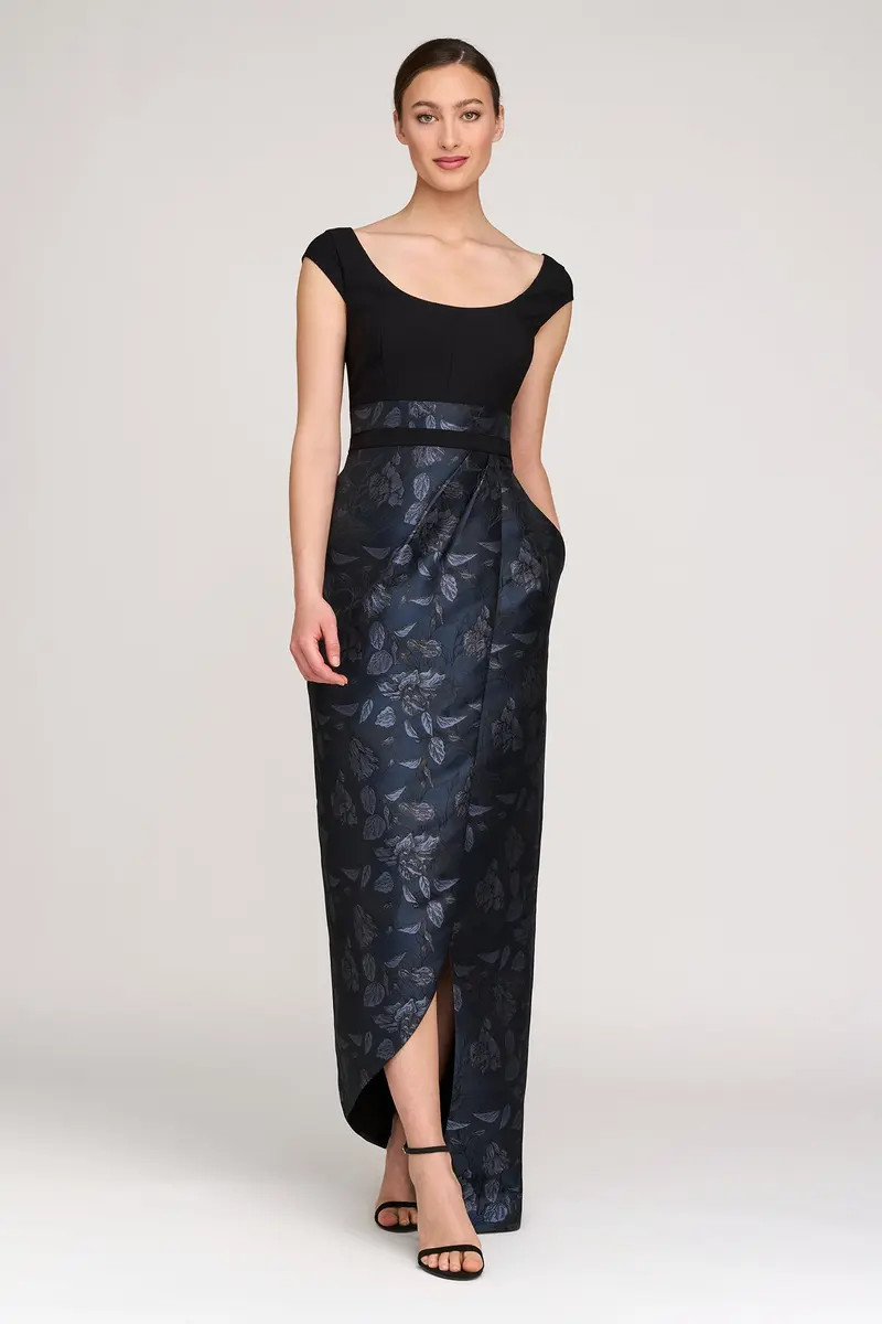Isaline Two-Tone Jacquard Evening Gown