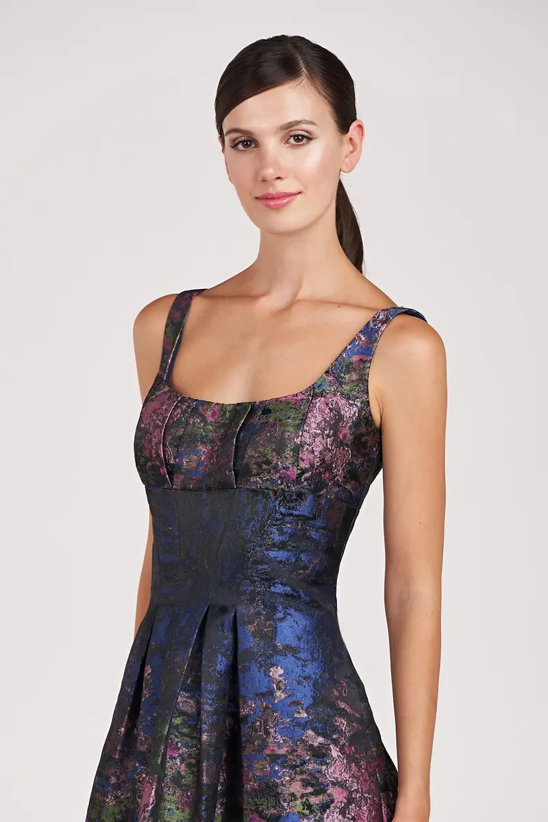 June Monet Jacquard Tea-Length Dress with Empire Waist 2