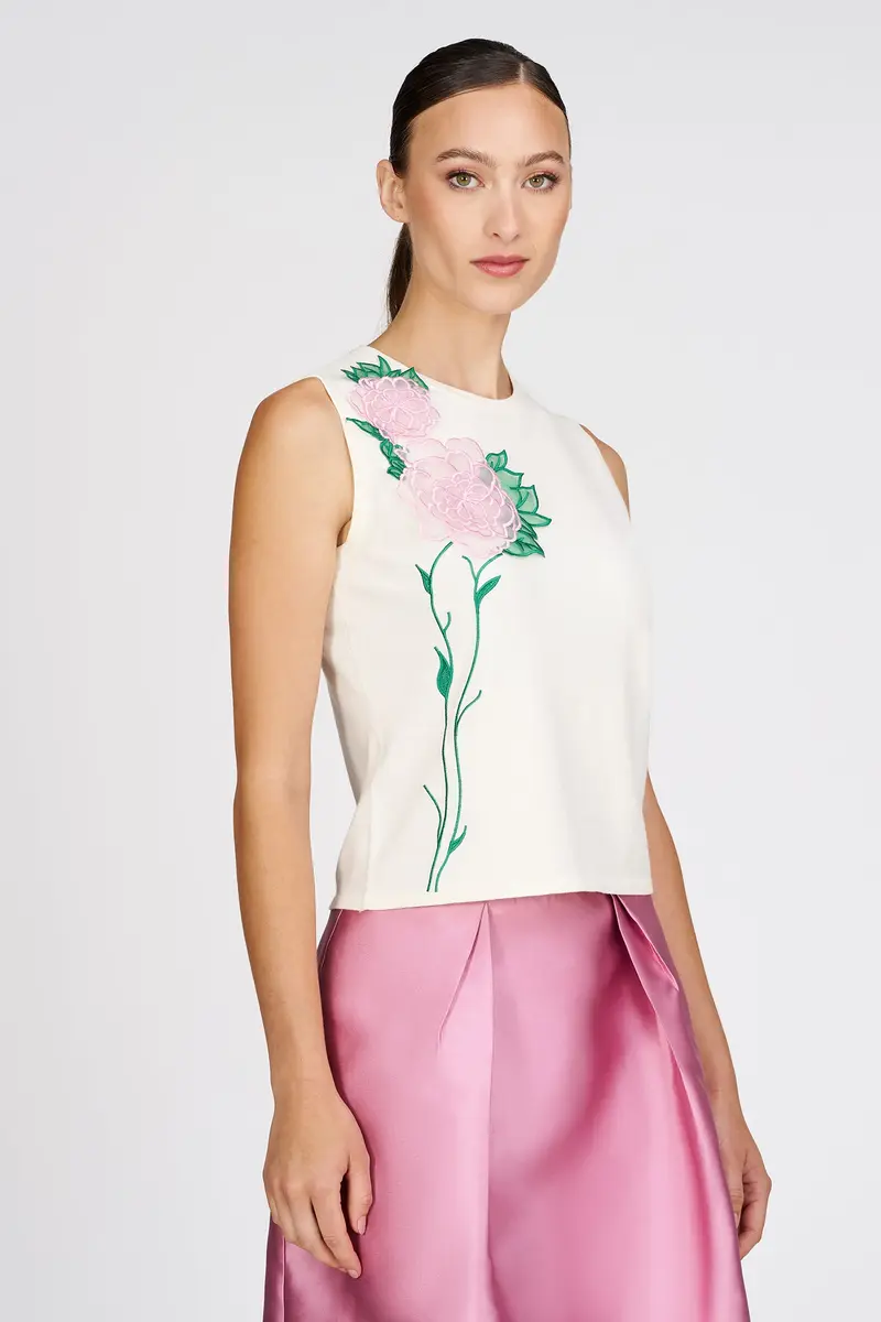 Kathryn Tonal-Embellished Sleeveless Knit Tank