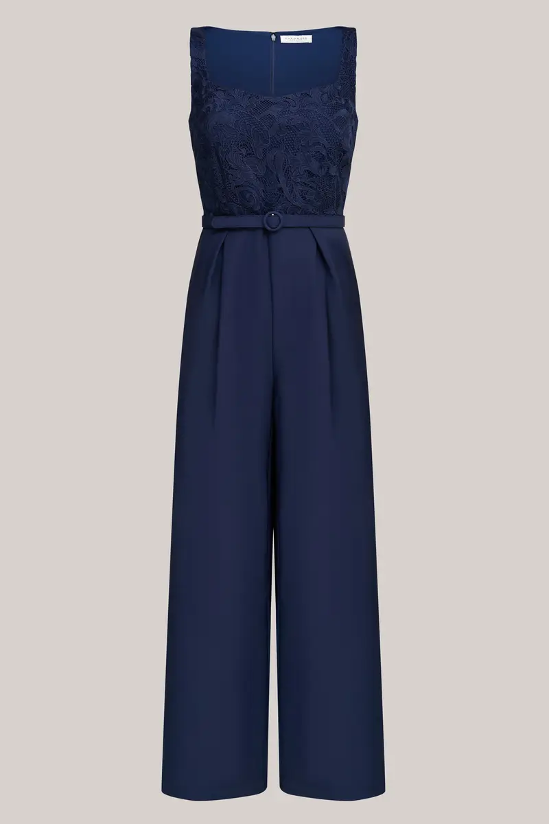 Liza Lace-Embellished Stretch Crepe Jumpsuit