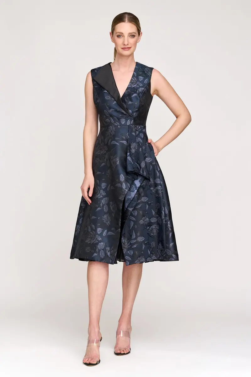 Lottie Asymmetric Jacquard Midi Dress