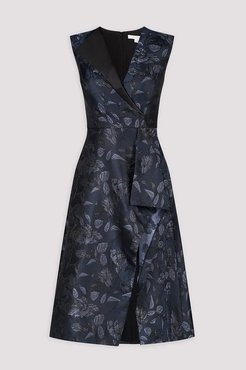 Lottie Asymmetric Jacquard Midi Dress