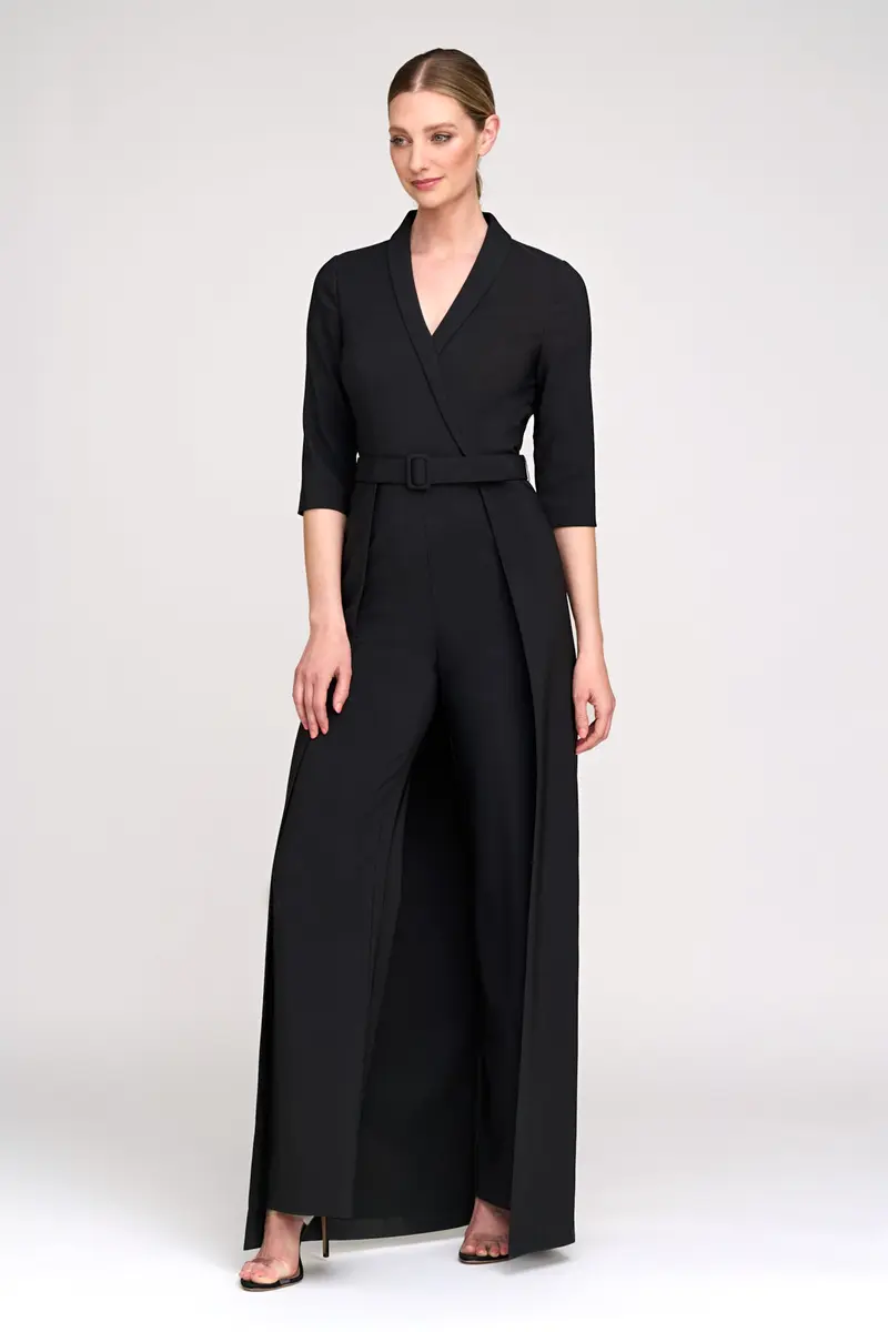 Marta Stretch Crepe Walk-Thru Jumpsuit with Overskirt