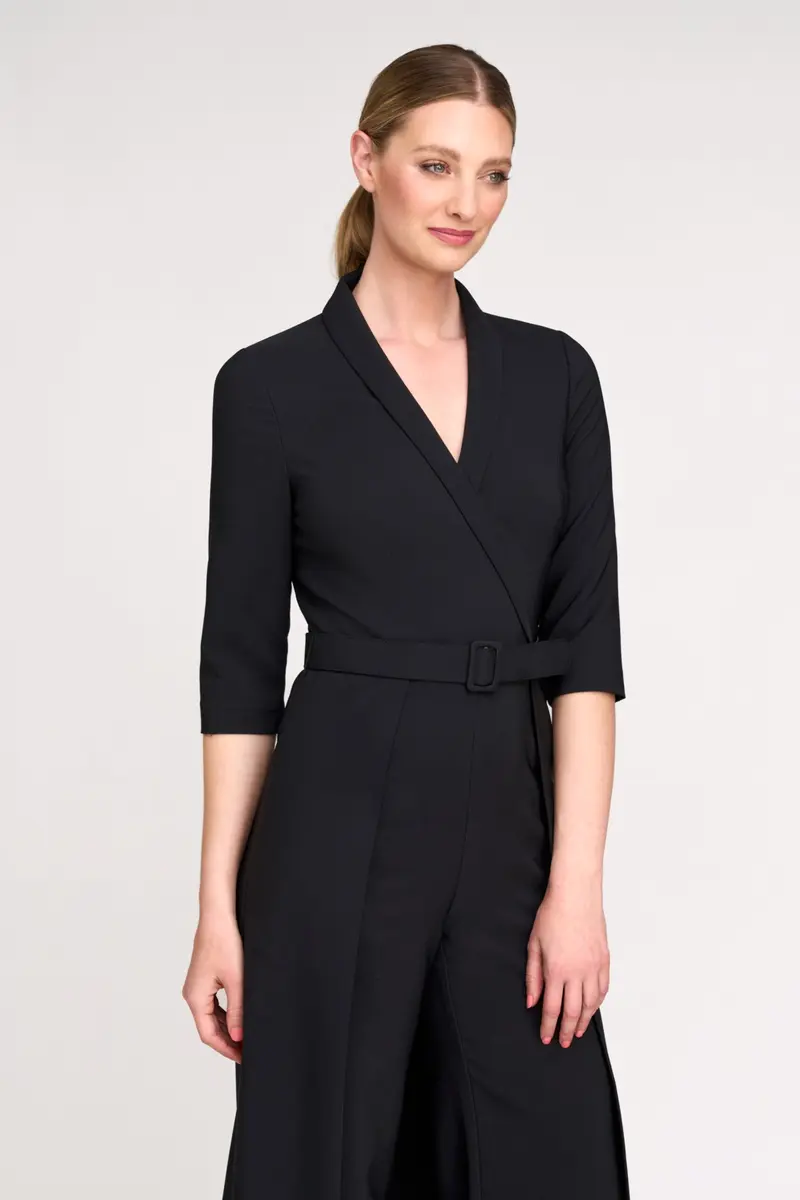 Marta Stretch Crepe Walk-Thru Jumpsuit with Overskirt