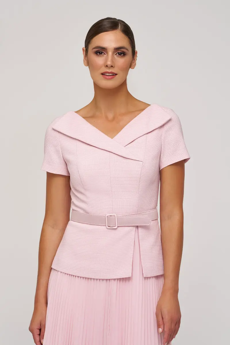 Mila Stretch Bouclé Tea-Length Dress with Pleated Chiffon Skirt