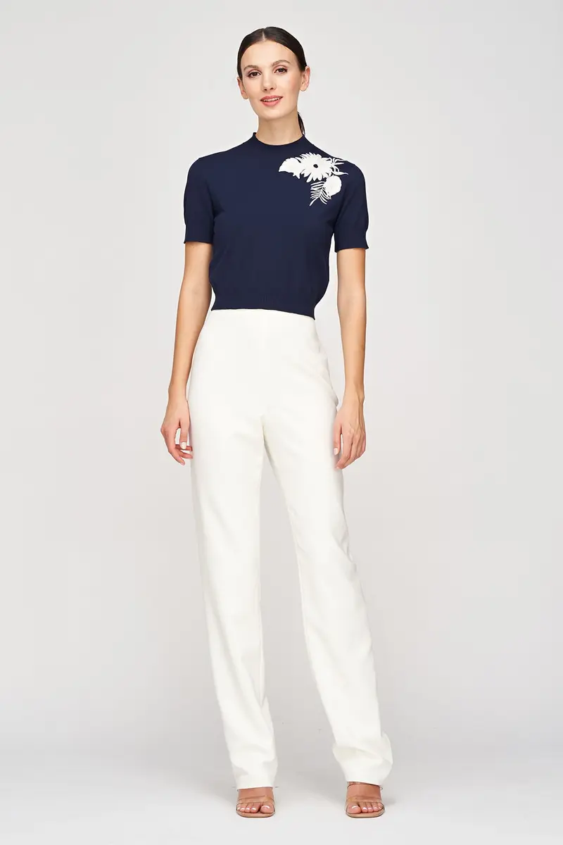 Mock-Neck Embellished Sweater Top by Marley