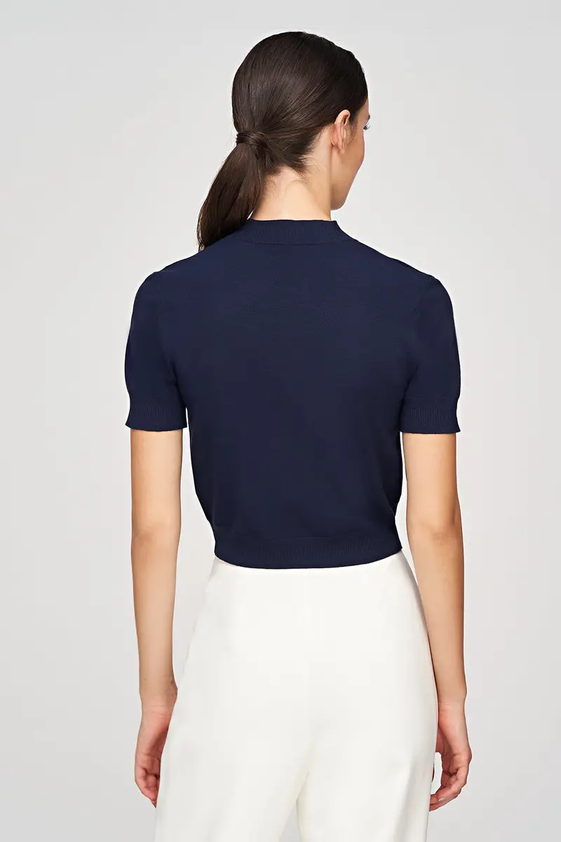 Mock-Neck Embellished Sweater Top by Marley 2