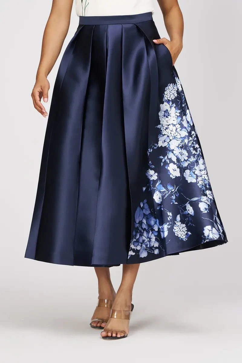 Monochrome Iris Print Mikado Midi Skirt 2