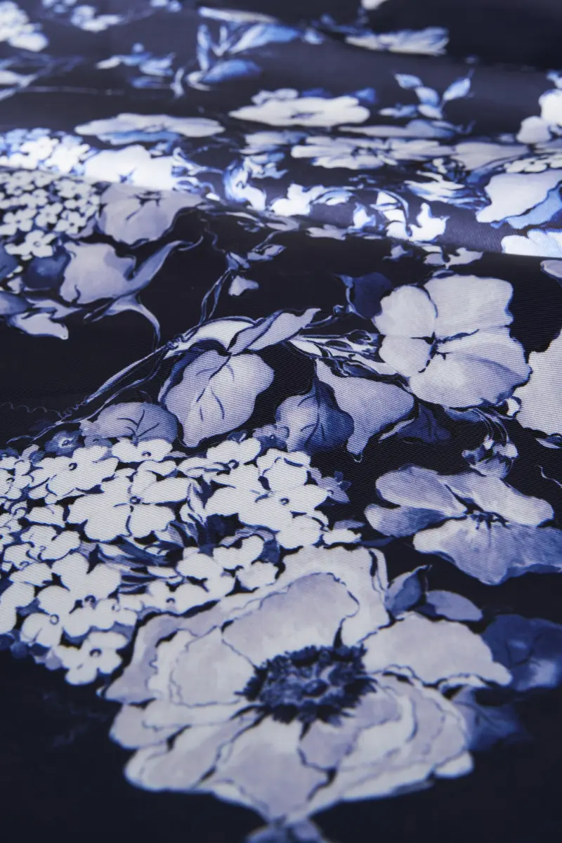 Monochrome Iris Print Mikado Midi Skirt