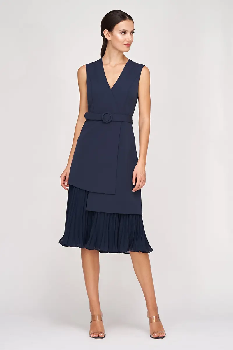 Nadia Asymmetrical Midi Dress with Detachable Belt