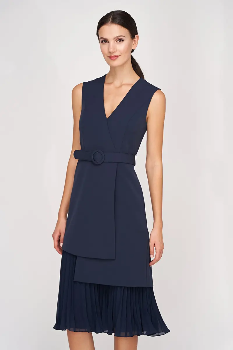 Nadia Asymmetrical Midi Dress with Detachable Belt