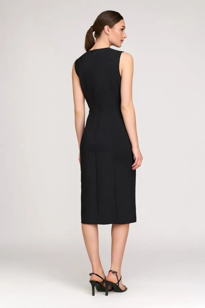 Naomi Sleek Stretch Crepe Cocktail Dress with Ruffle Detail