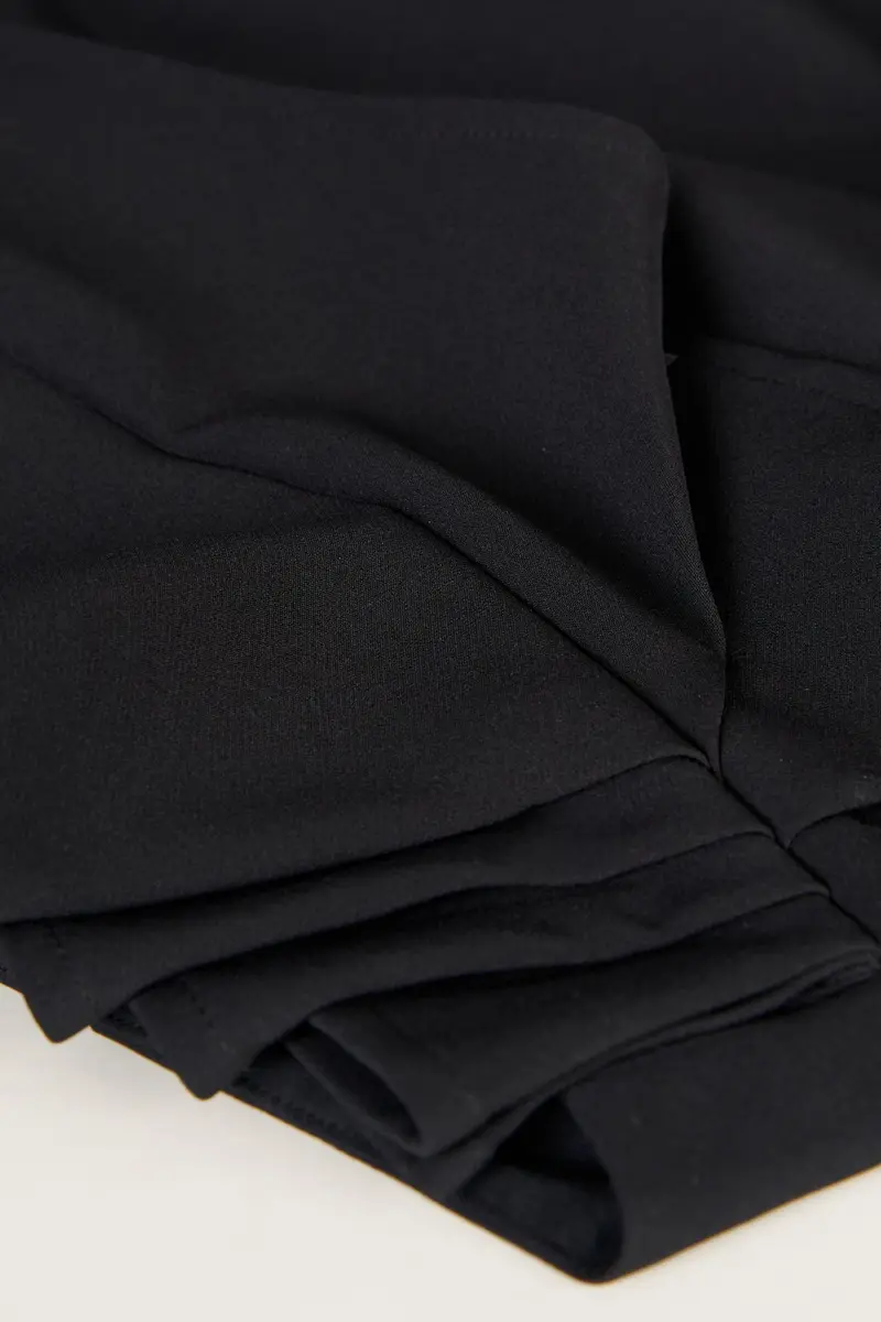 Naomi Sleek Stretch Crepe Cocktail Dress with Ruffle Detail