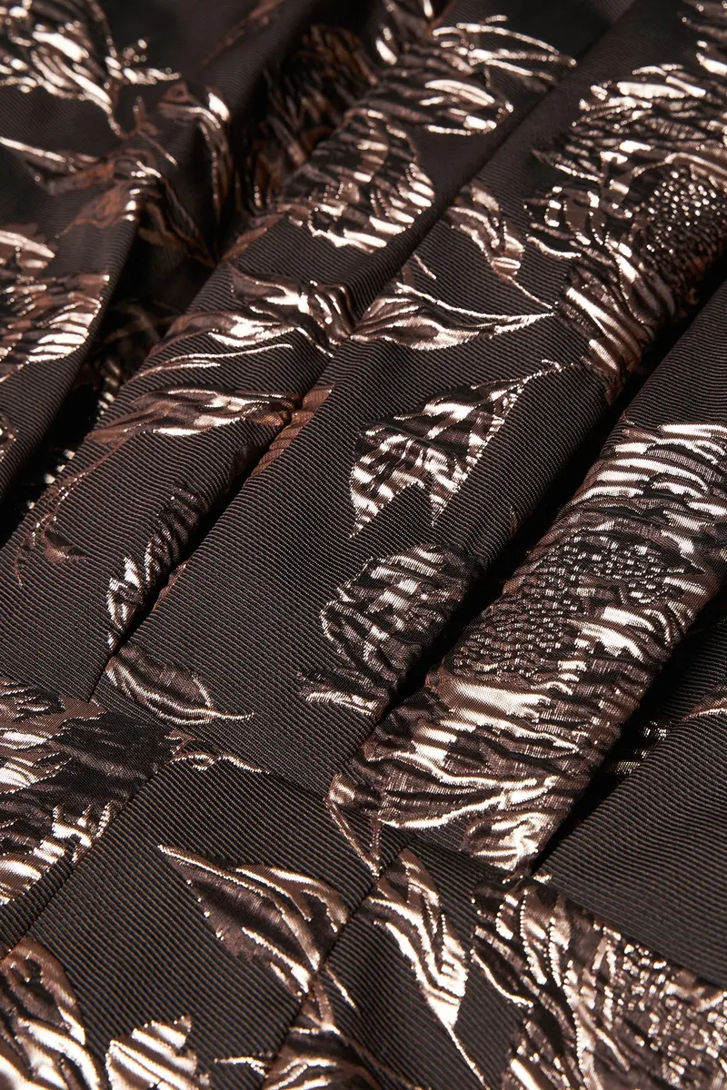 Opulent Metallic Rose Jacquard Ball Gown