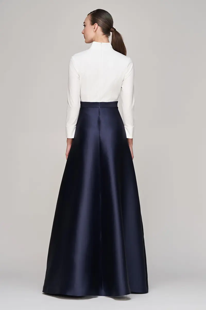 Phoebe Summer Gown: Stretch Poplin Top with Mikado Skirt