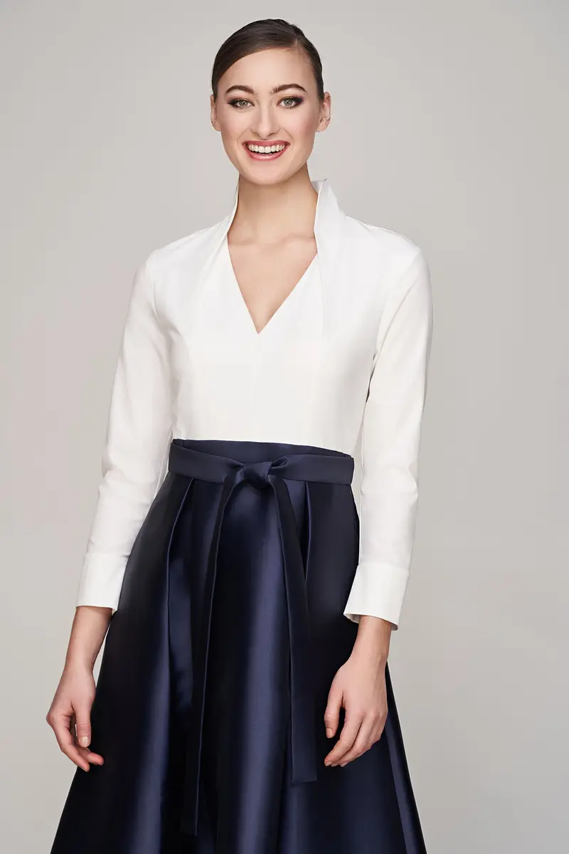 Phoebe Summer Gown: Stretch Poplin Top with Mikado Skirt