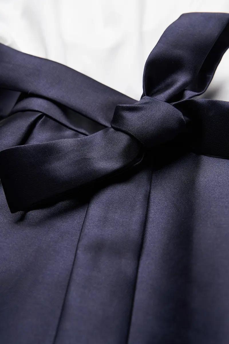 Phoebe Summer Gown: Stretch Poplin Top with Mikado Skirt