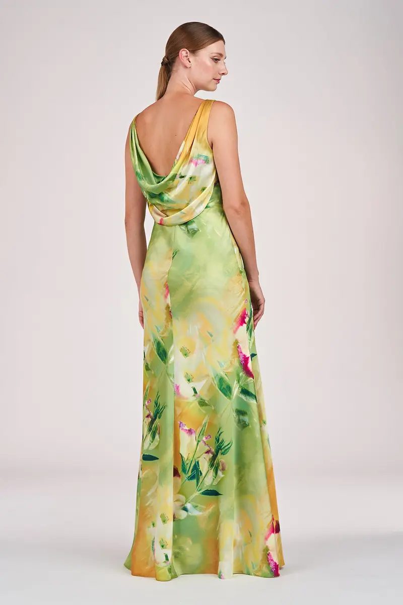 Pippa Pansy Floral Stretch Charmeuse Bias Gown
