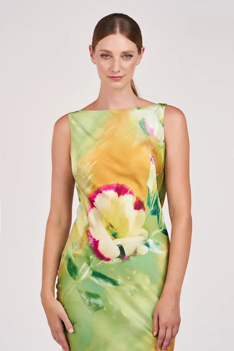 Pippa Pansy Floral Stretch Charmeuse Bias Gown