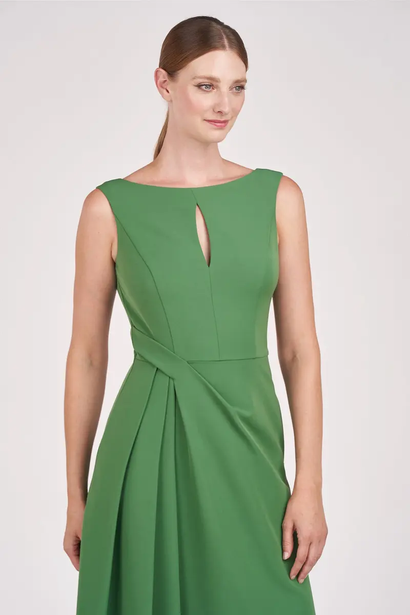 Prewitt Keyhole Bateau Tea-Length Pleated Dress