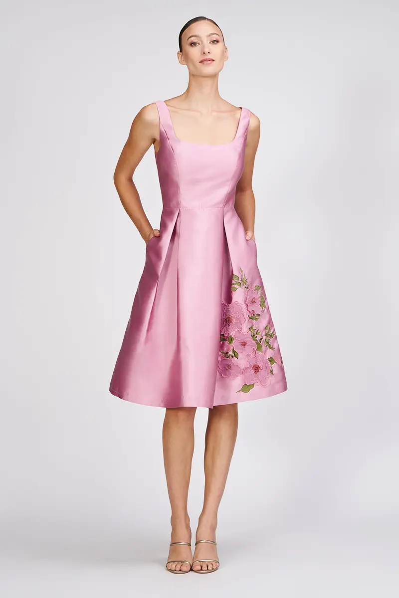 Rebekah Embellished Taffeta Cocktail Dress with 3D Chiffon Florals