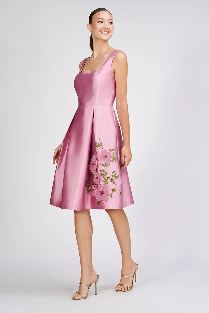 Rebekah Embellished Taffeta Cocktail Dress with 3D Chiffon Florals