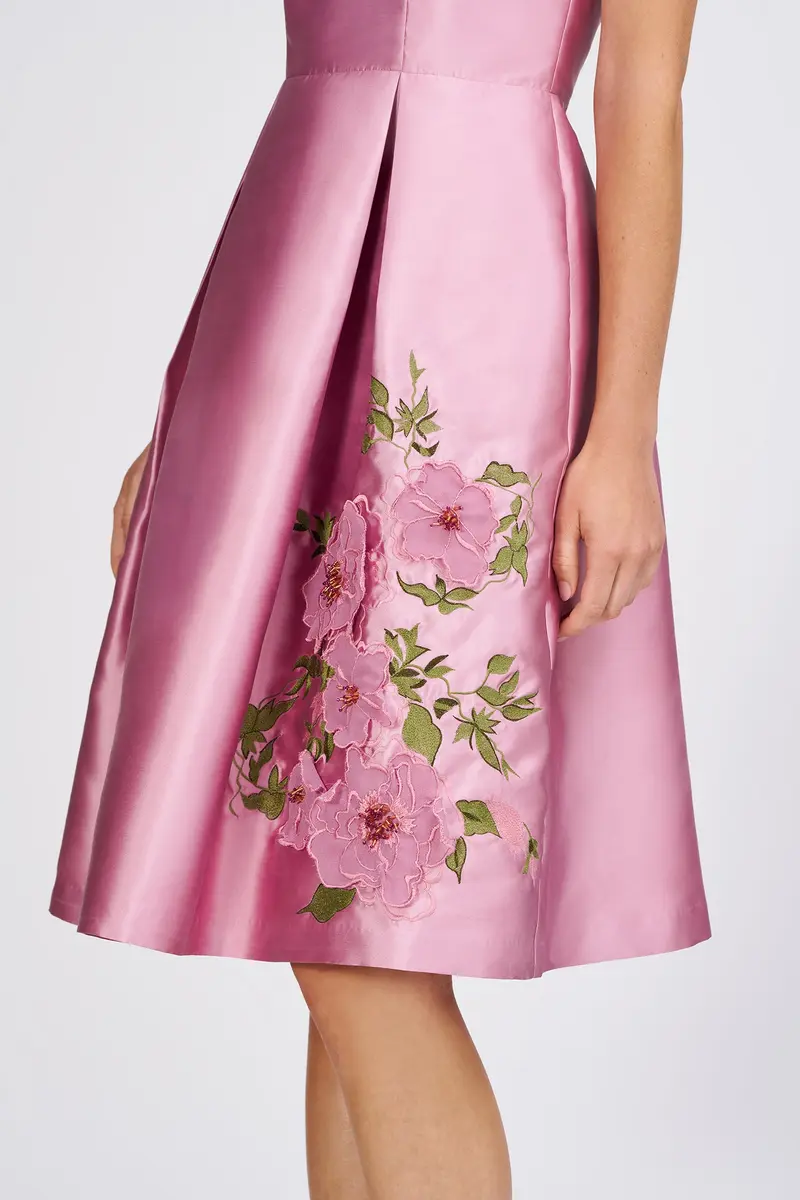 Rebekah Embellished Taffeta Cocktail Dress with 3D Chiffon Florals