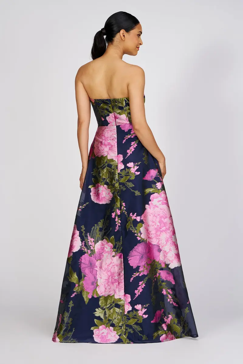 Romantic Holly Peony Print Gown with High-Low Skirt 2