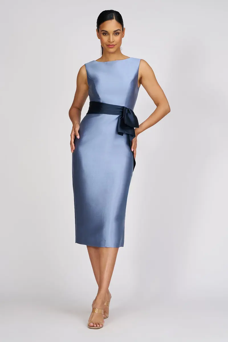 Rosalie Tailored Midi Dress in Duchess Satin