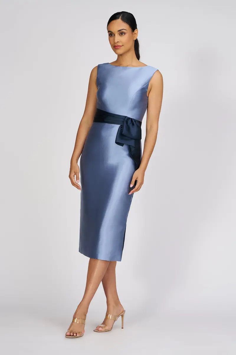 Rosalie Tailored Midi Dress in Duchess Satin