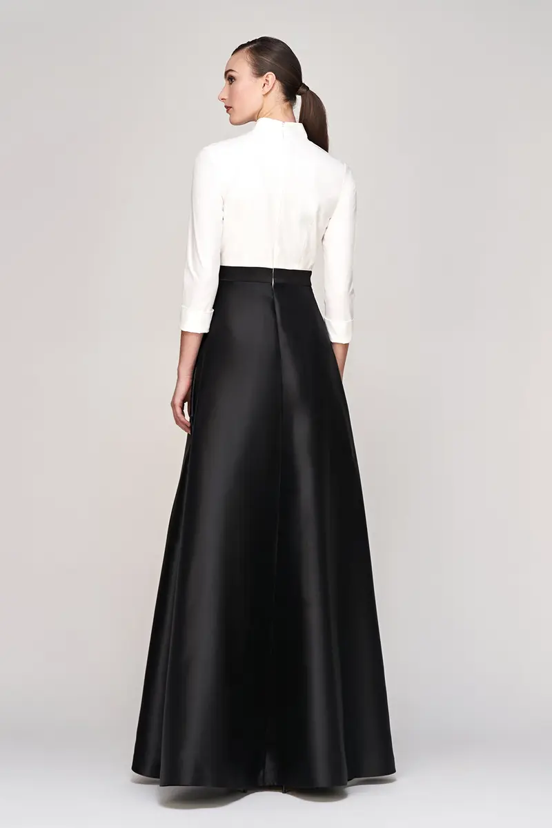 Sharon Black-Tie Walk-Thru Jumpsuit with Mikado Skirt