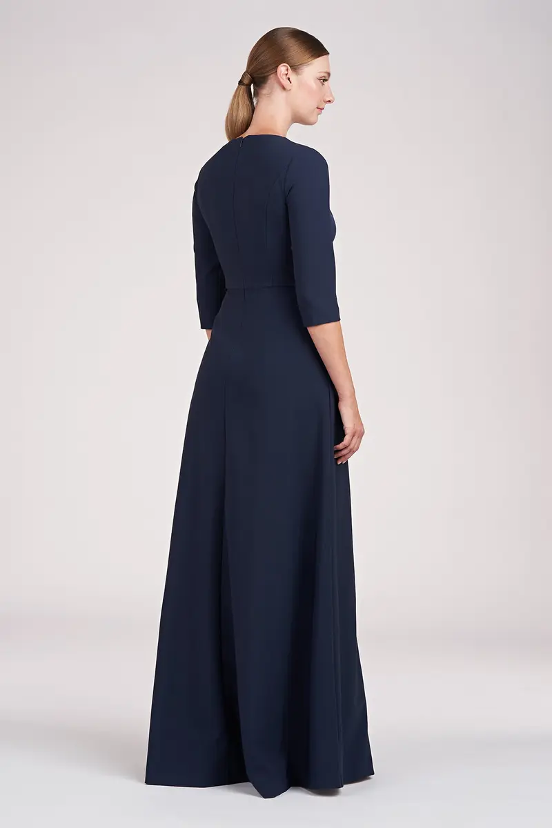 Sonia Jewel-Neck Walk-Thru Jumpsuit in Stretch Crepe 2