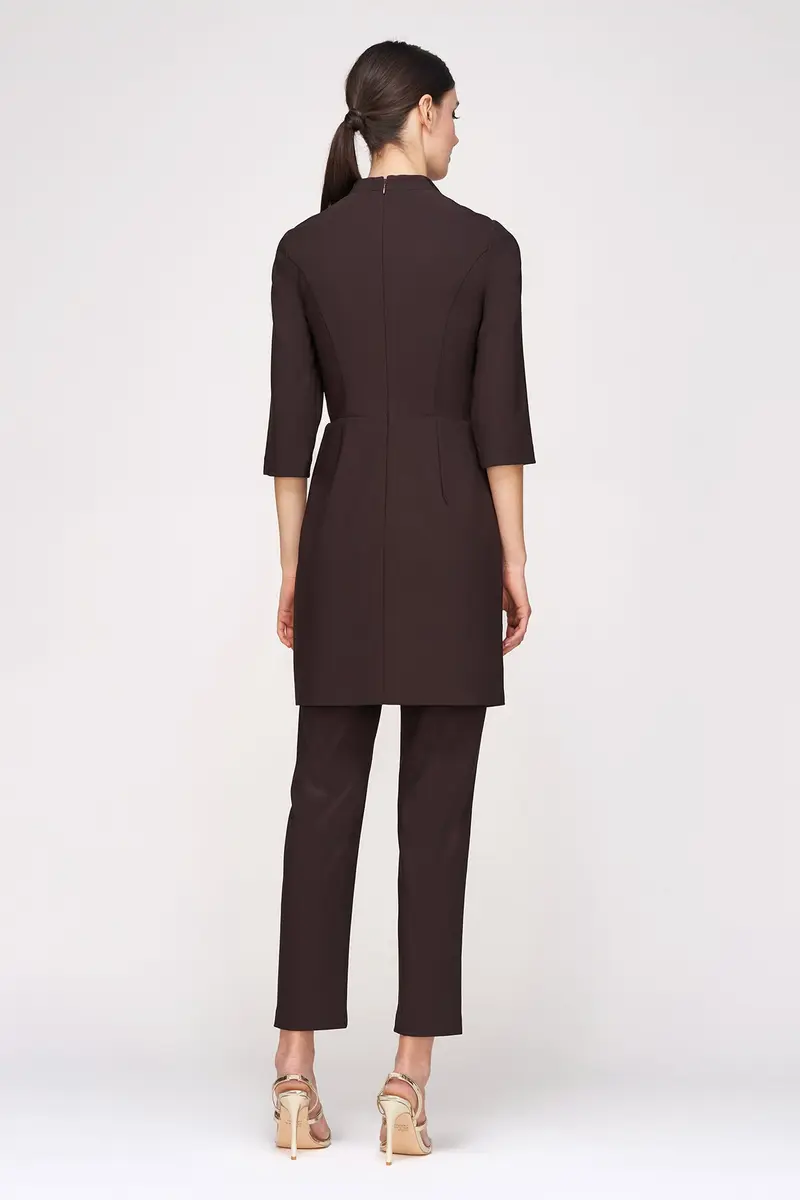 Stretch Crepe V-Neck Jumpsuit with Gold Buckle Accent 2